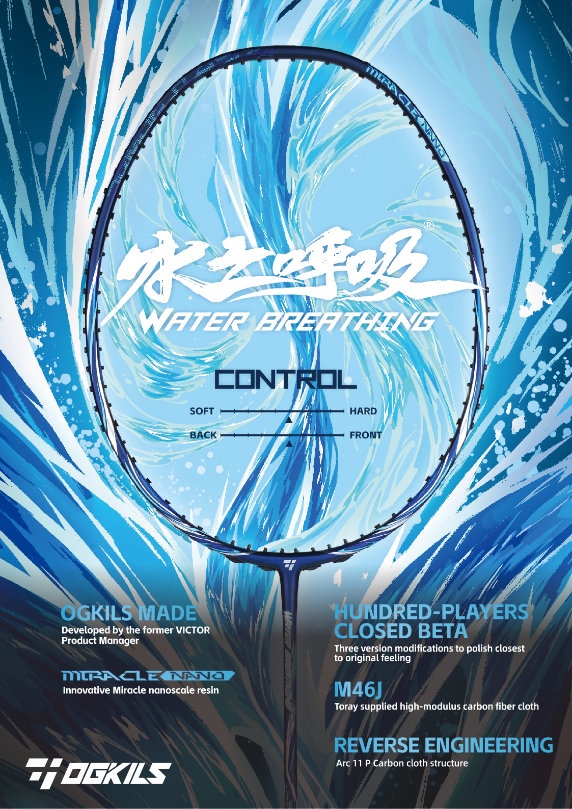 Ogkils Water Breathing Badminton Racket