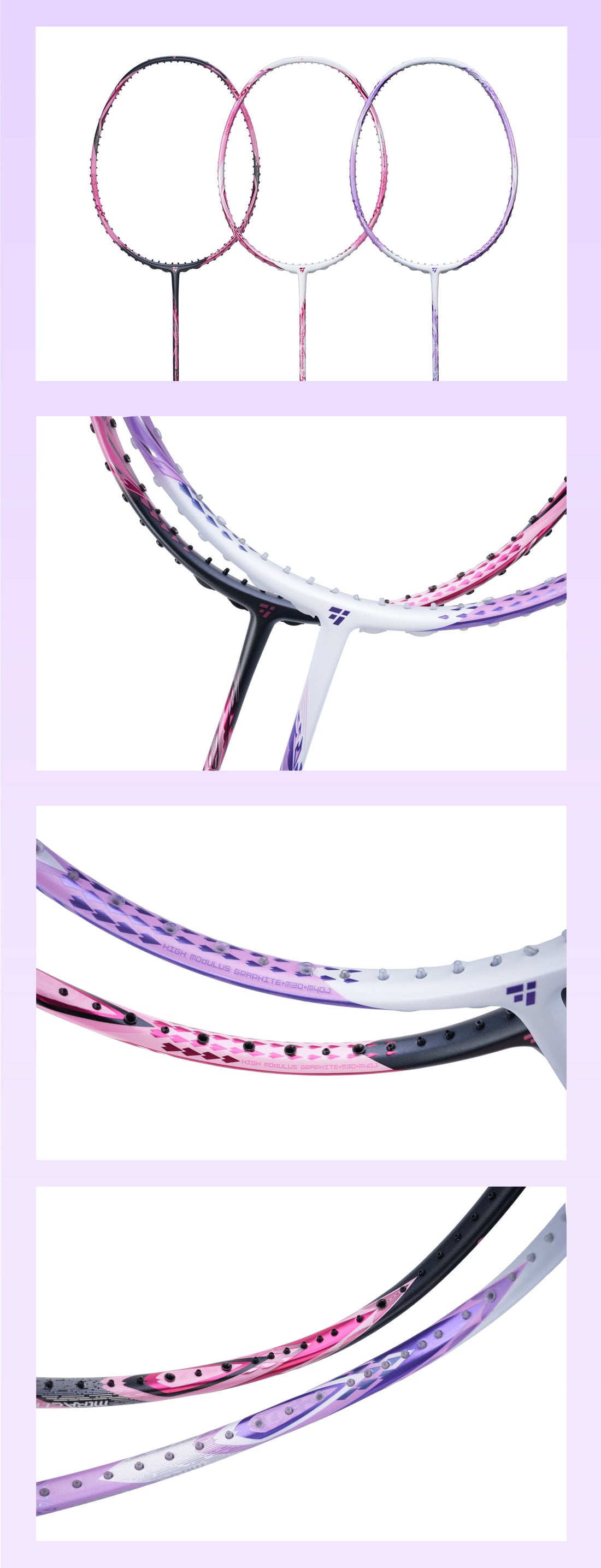 love breathing badminton racket new color: white purple