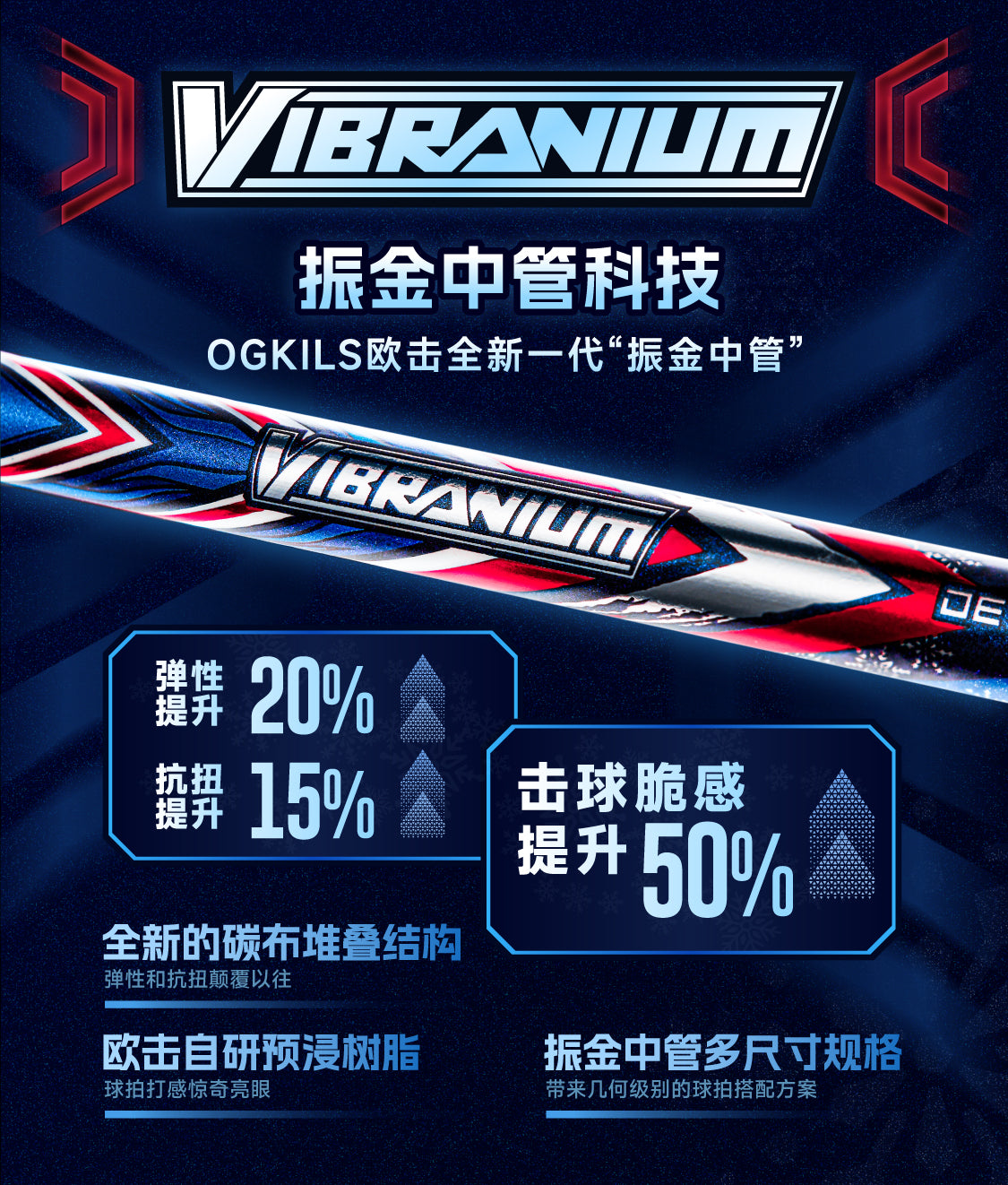 OGKILS Annihilation badminton racket, stiff head-heavy 4U attack racket