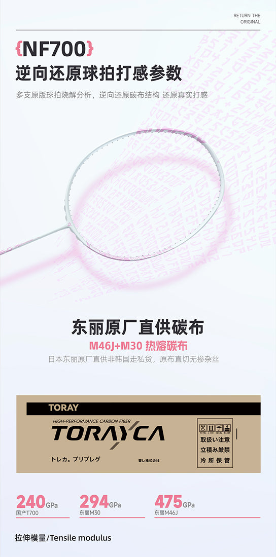 OGKILS LD700 badminton racket, Toray M46J plus M30 carbon fibre construction