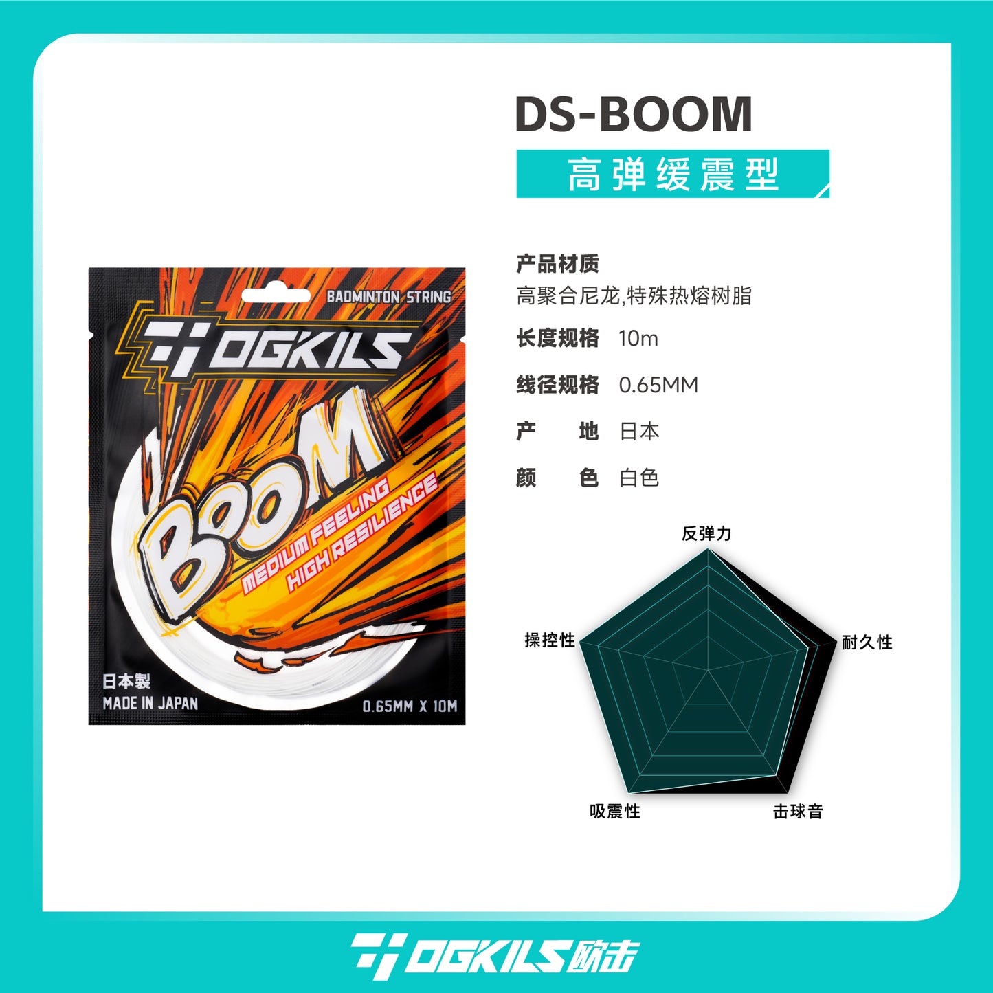 Ogkils DS-BOOM 0.65MM Badminton String Set (10m)