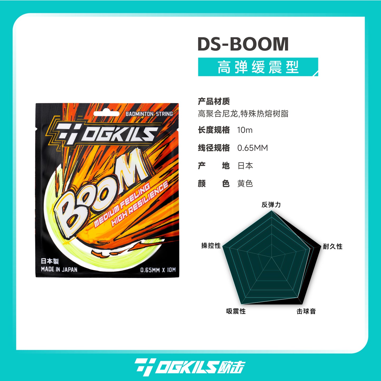 Ogkils DS-BOOM 0.65MM Badminton String Set (10m)